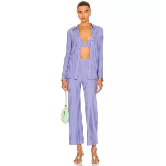 Jonathan Simkhai Celia Ribbed Knit Wide Leg Pants in Lavender SMALL‎ NWT - Picture 13 of 13